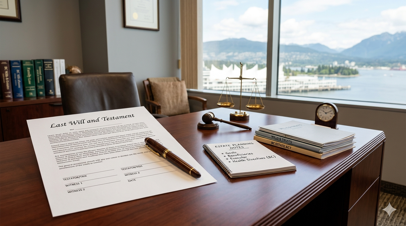 Estate planning and last will and testament document in British Columbia